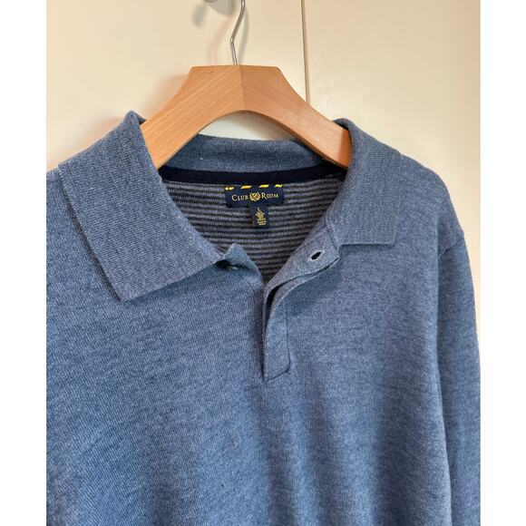 Charter Club Mens Wool Sweater Size large Collared Blue Long Sleeve Casual - Picture 3 of 5